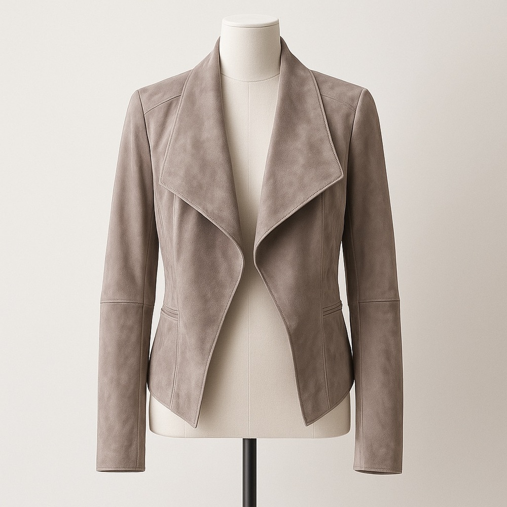MAX STUDIO Faux Suede Draped Jacket sz Small In Off White New With Tags!